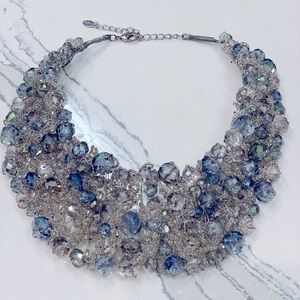 Aldo Silver-Blue Bib Collar Necklace